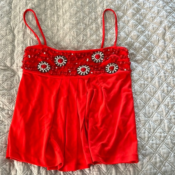 Valentino   Authentic Top ,sequins, beaded, great condition, deep orange - Picture 4 of 12